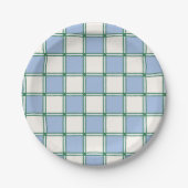 Blauw en groen Preppy Painted Checkers/Plakken Papieren Bordje (Voorkant)