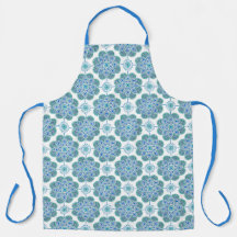 Blauw en groen print Schort