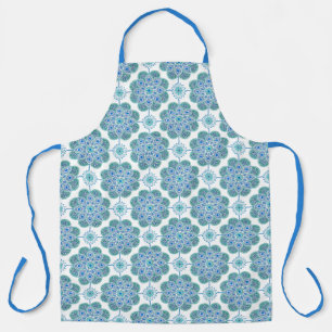 Blauw en groen print Schort