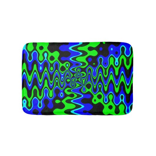 Blauw en groen Psychedelic Art Bath Mat (Voorkant)