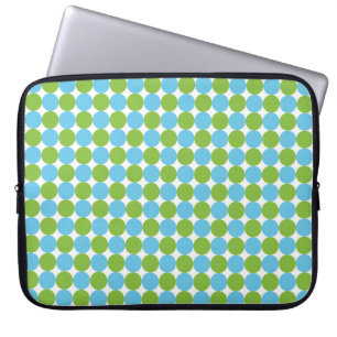 Blauw en groen puntpatroon laptop sleeve
