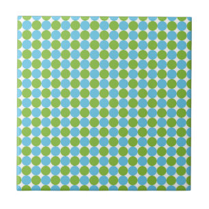 Blauw en groen puntpatroon tegeltje
