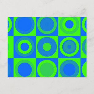 Blauw en groen retro patroon briefkaart