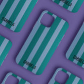 Blauw en Groen Retro Stripe Script Naam Schattige Case-Mate iPhone Case