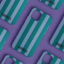 Blauw en Groen Retro Stripe Script Naam Schattige