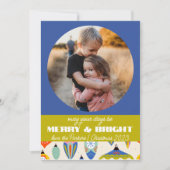 Blauw en Groen Retro Vakantie Kaart (Voorkant)