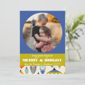 Blauw en Groen Retro Vakantie Kaart (Staand voorkant)