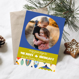 Blauw en Groen Retro Vakantie Kaart