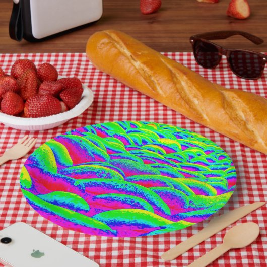 Blauw en groen Rockscape Papieren Bordje (Picknick)