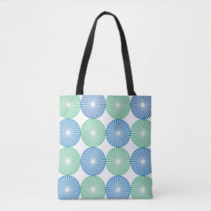 Blauw en groen rond ontwerp tote bag