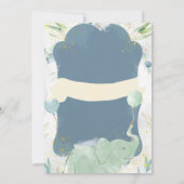 Blauw en Groen Schattige Baby shower Uitnodiging (Achterkant)