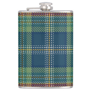 Blauw en groen Schots tartan geruit Heupfles