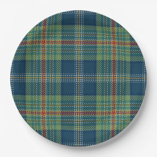Blauw en groen Schots tartan geruit Papieren Bordje