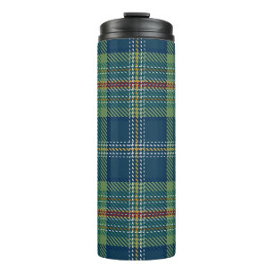 Blauw en groen Schots tartan geruit Thermosbeker