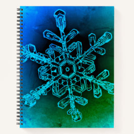 Blauw en groen Snowflake Spiral Notitieboek