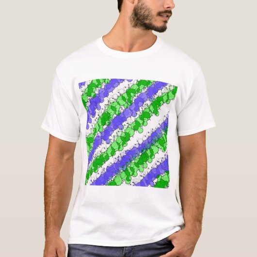 Blauw en Groen Splatter verhit T-shirt (Voorkant)
