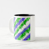 Blauw en Groen Splatter verhit Tweekleurige Koffiemok (Voorkant links)
