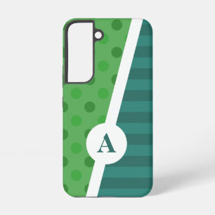 Blauw en groen stippen en strepenpatroon samsung galaxy hoesje