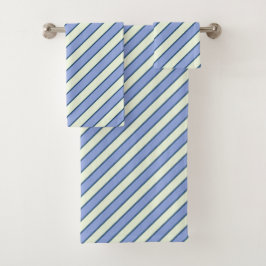 Blauw en groen streepjespatroon bad handdoek