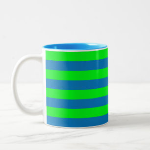Blauw en groen strepen ontwerp tweekleurige koffiemok