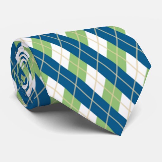 Blauw en groen stropdas (Opgerold)