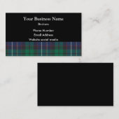 Blauw en groen tartan gerold op zwart visitekaartje (Voorkant / Achterkant)