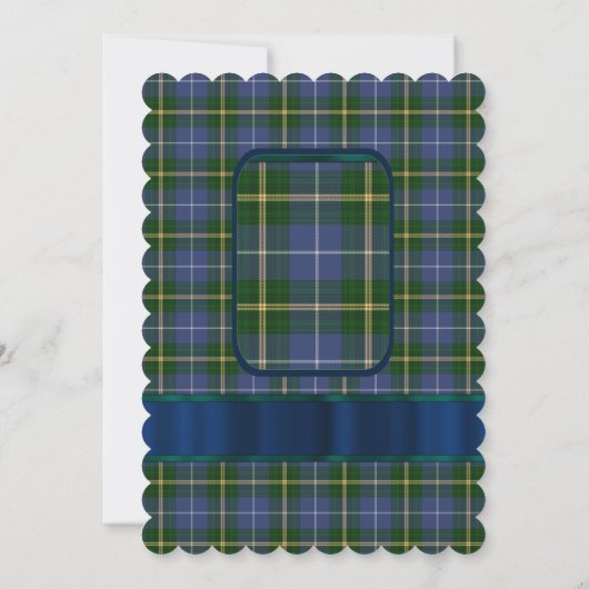 Blauw en groen tartan geruite formele bruiloft kaart (Achterkant)