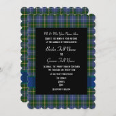 Blauw en groen tartan geruite formele bruiloft kaart (Voorkant / Achterkant)