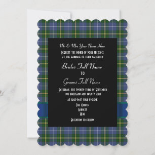 Blauw en groen tartan geruite formele bruiloft kaart