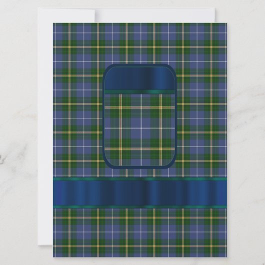 Blauw en groen tartan geruite formele bruiloft kaart (Achterkant)