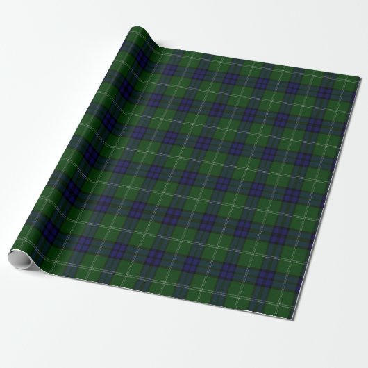 Blauw en groen Tartan Patroon Cadeaupapier (Uitgerold)