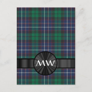 Blauw en groen tartan plaid briefkaart
