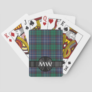 Blauw en groen tartan plaid speelkaarten
