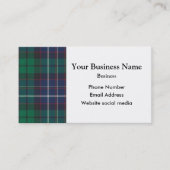 Blauw en groen tartan plaid visitekaartje (Voorkant)