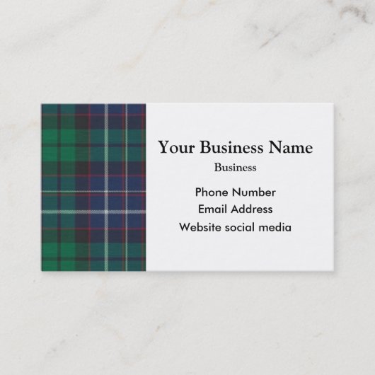 Blauw en groen tartan plaid visitekaartje (Voorkant)