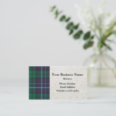 Blauw en groen tartan plaid visitekaartje (Staand voorkant)