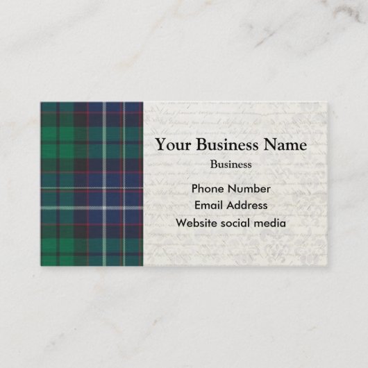 Blauw en groen tartan plaid visitekaartje (Voorkant)