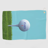 Blauw en Groen Teeding Off Custom DAD Monogrammed Golfhanddoek (Horizontaal)