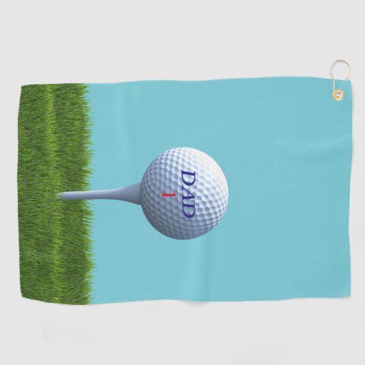 Blauw en Groen Teeding Off Custom DAD Monogrammed Golfhanddoek (Horizontaal)