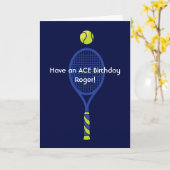 Blauw en groen Tennis 🎾 Ace Birthday Briefkaart (Gele Bloem)