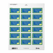 Blauw en groen Tennis Court Return-adres Etiket (Full Sheet)
