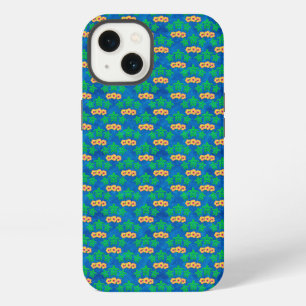 Blauw en groen tribale groene zeeschildpadden iPhone 13 hoesje