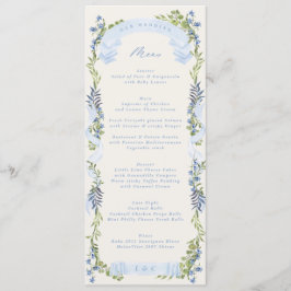 blauw en groen tuin crest krans bruiloft menu