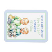 Blauw en groen tweeling jongens babyshower Save th Magneet (Horizontaal)