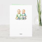 Blauw en Groen Twin Boys Baby Douche Uitnodigingen (Achterkant)
