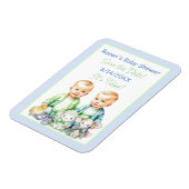 Blauw en Groen Twin Boys Baby shower Save the Date Magneet (Linkerzijde)