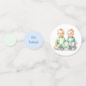 Blauw en Groen Twin Boys Theme Baby shower Confetti (Voorkanten)