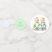 Blauw en Groen Twin Boys Theme Baby shower Confetti (Achterkanten)