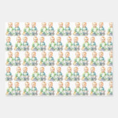 Blauw en Groen Twin Boys Waterverf Baby shower Inpakpapier Vel (Voorkant 2)