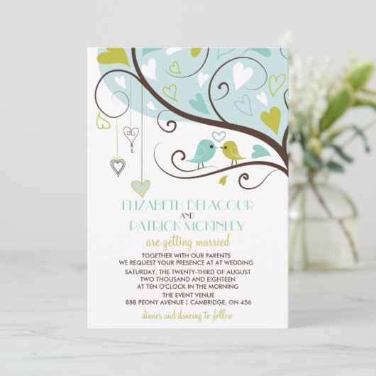 Blauw en groen | Uitnodiging tot weduwschap met de (Staand voorkant)